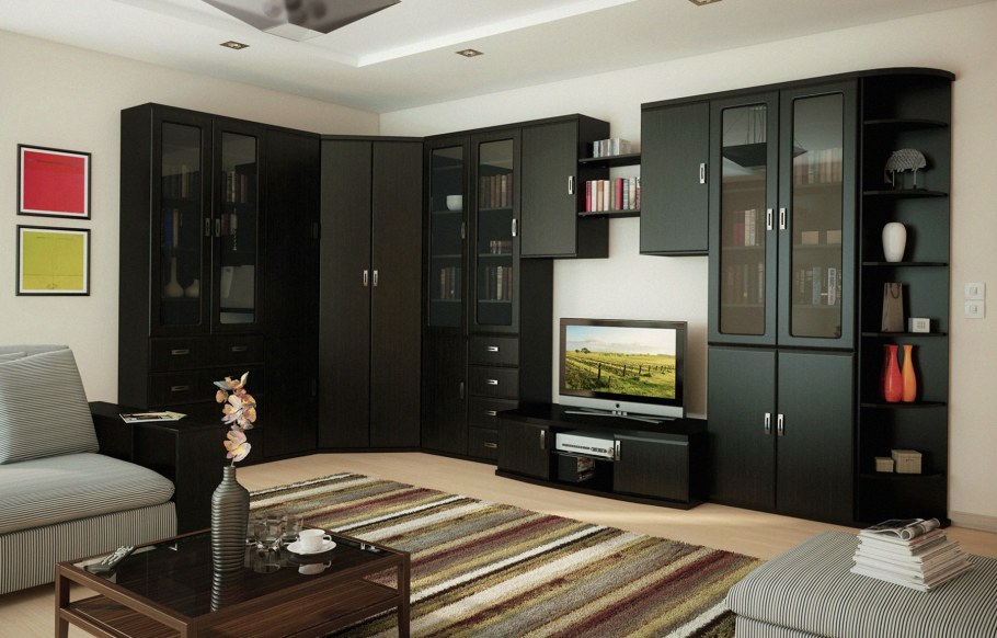 Гостиная с угловым шкафом