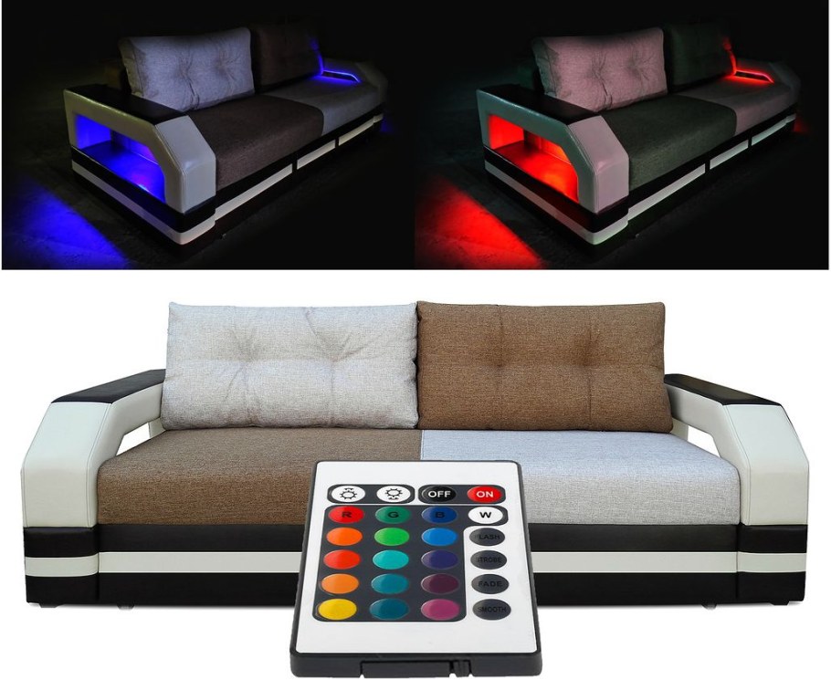 Диван-кровать еврокнижка, Манчестер 160 с подсветкой, велюр