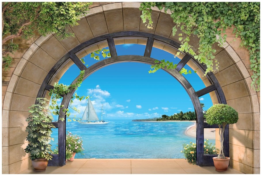 Фреска арка с видом на море