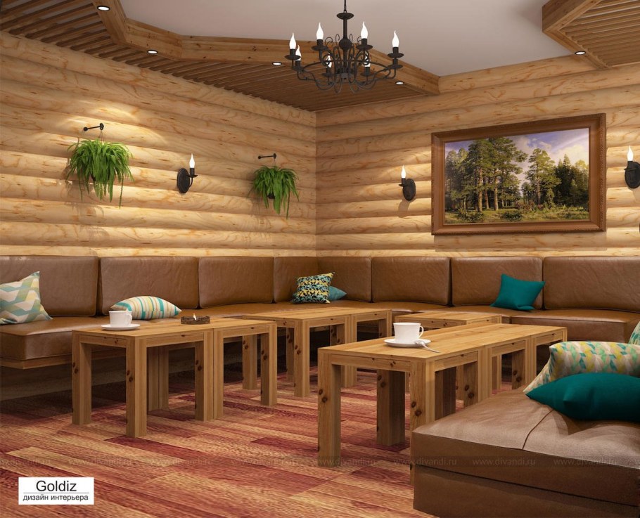 Отделка зоны отдыха в бане