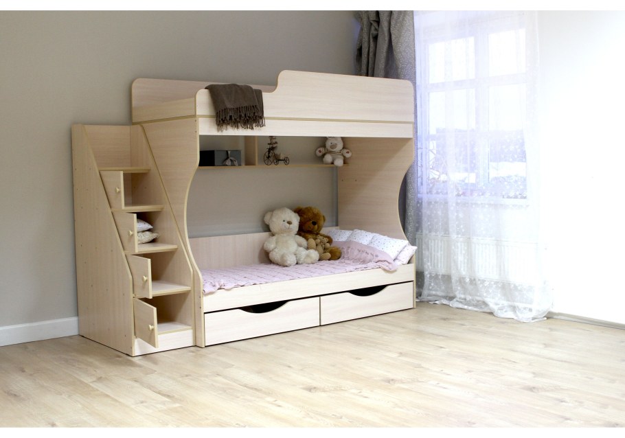 Кровать двухъярусная капризун дуб Млечный