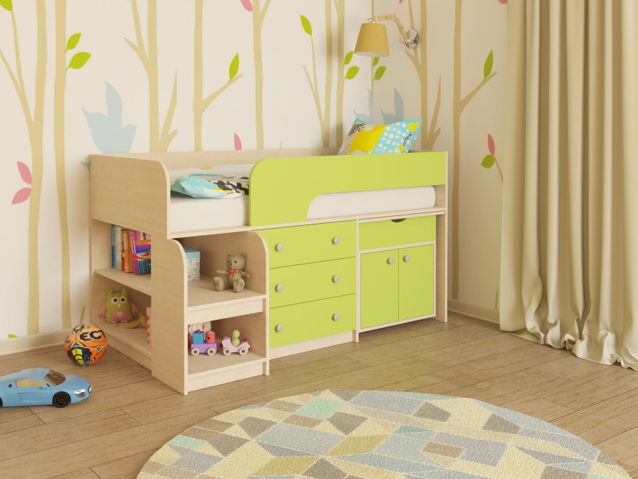 Кровать Ника детская вишня лайм