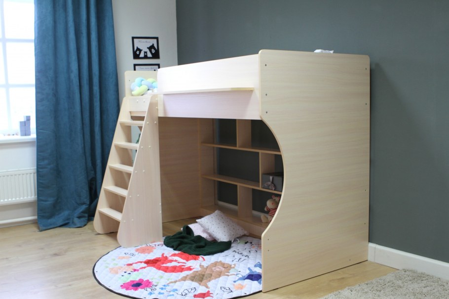 Кровать чердак капризун дуб Млечный