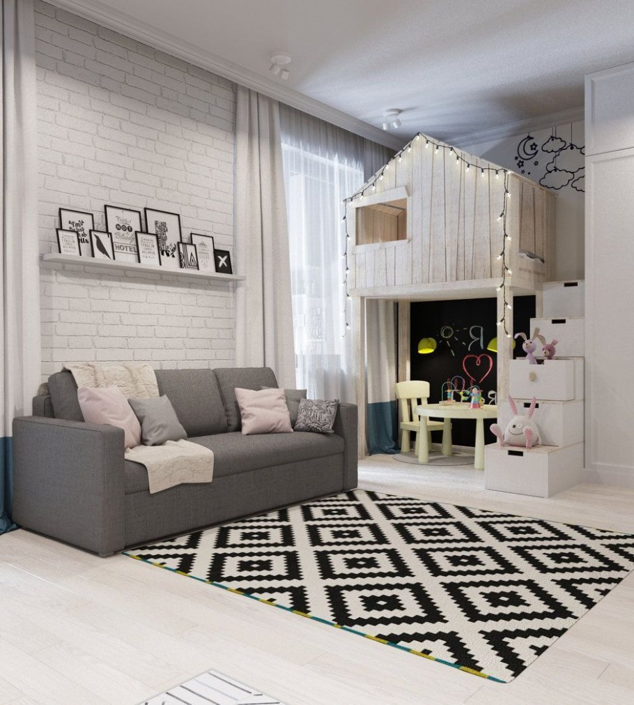 Спальня-гостиная в скандинавском стиле