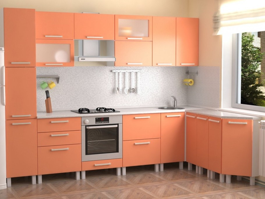 Кухня "абрикос МДФ" 2,2м.