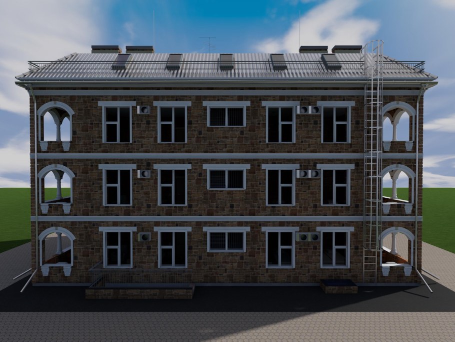 Трехэтажный многоквартирный дом в классическом стиле