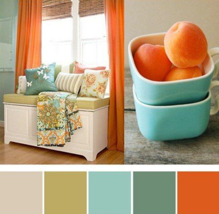 Сочетание цветов в интерьере оранжевый