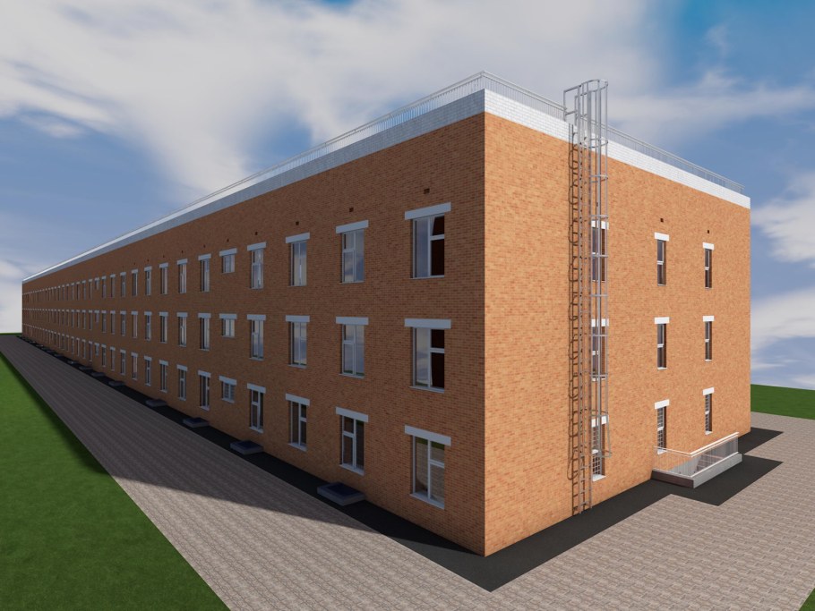 Трехэтажное общежитие