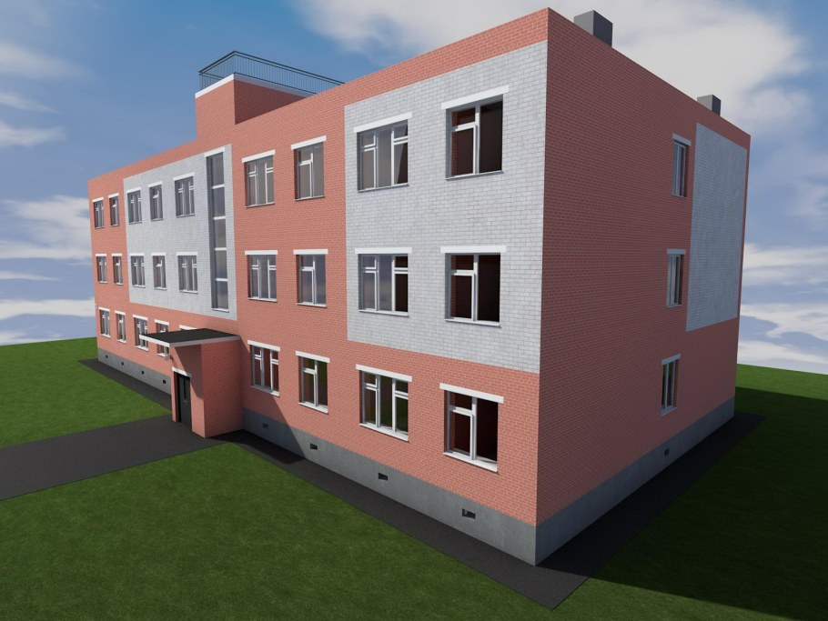 Фасады трехэтажных многоквартирных домов