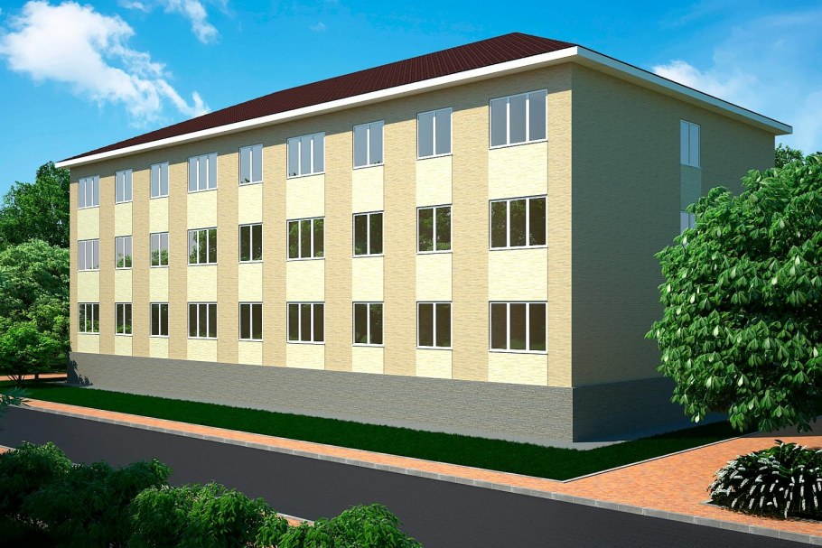 Фасад двухэтажного многоквартирного дома