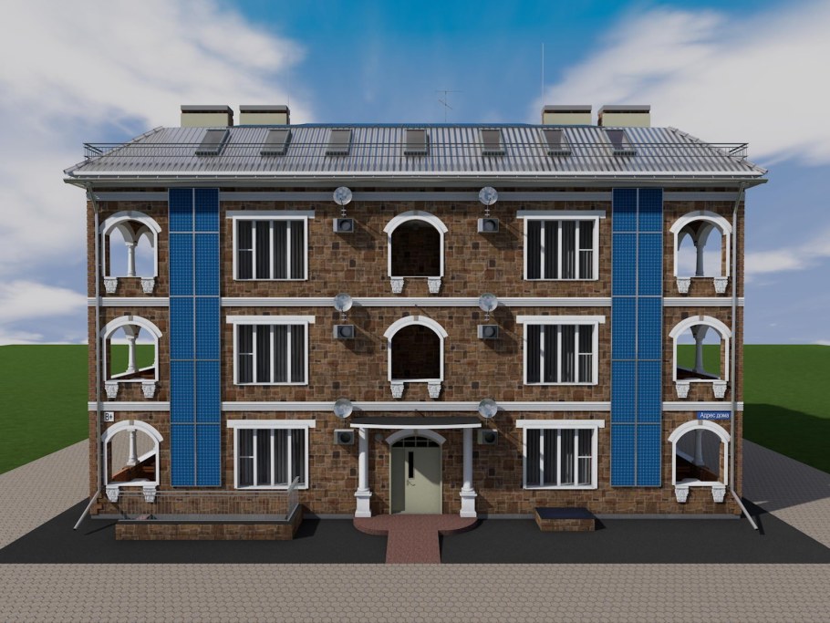 Фасады трехэтажных домов