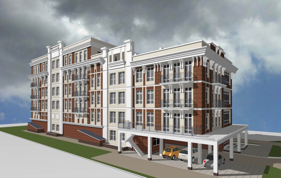 Трехэтажный многоквартирный дом