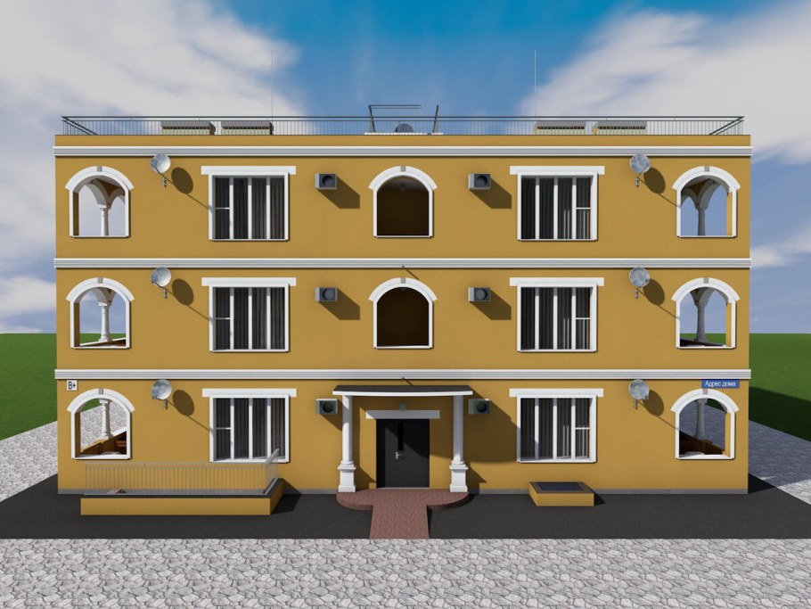 Фасад 3 этажного дома