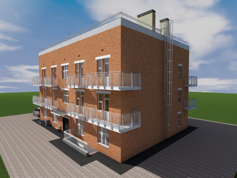 Трехэтажный дом на 6 квартир