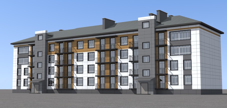 Фасады жилых домов средней этажности