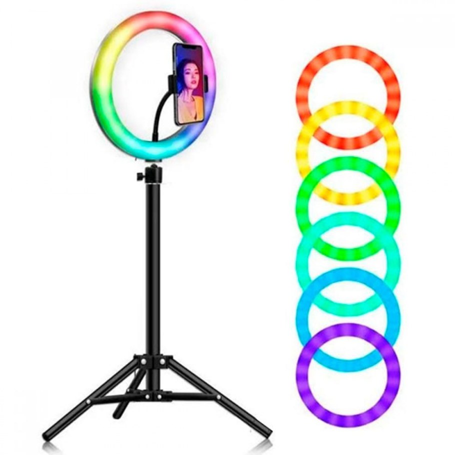 Кольцевая лампа mj26 RGB 33 см со штативом