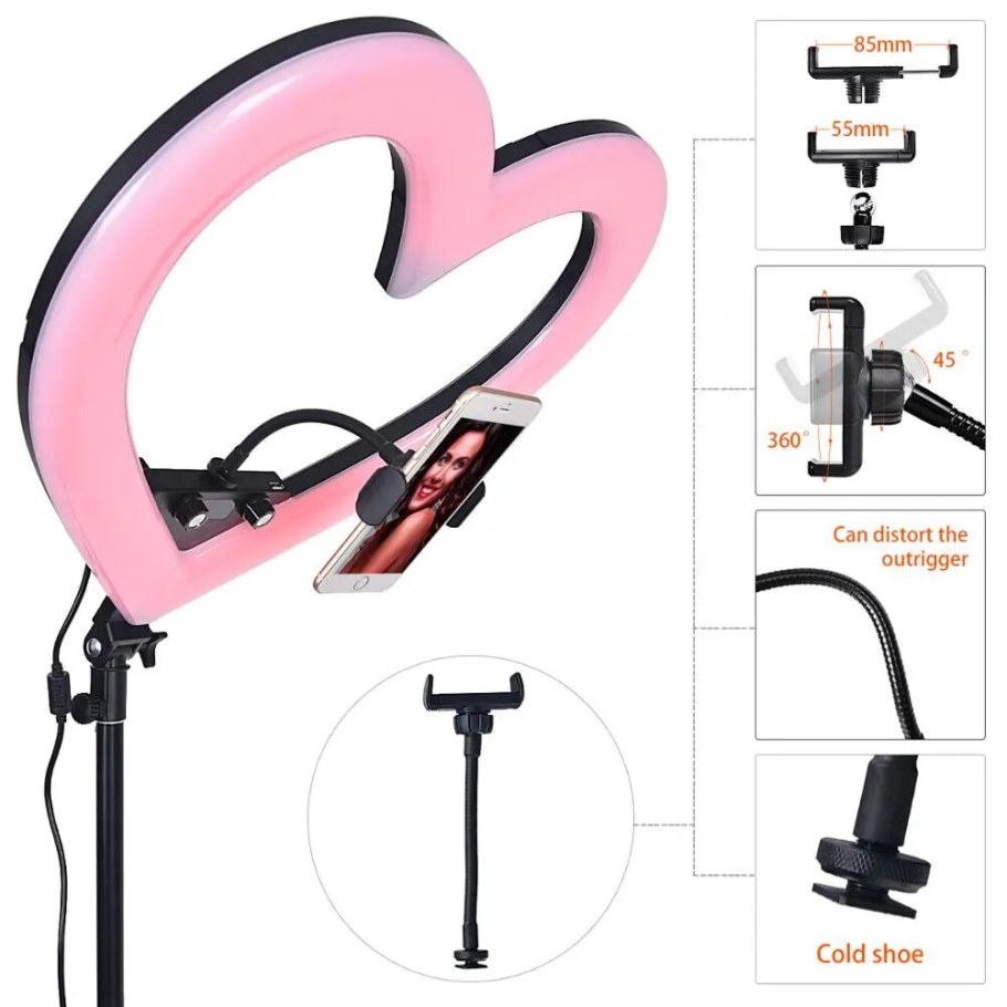 Кольцевая лампа сердце RGB 49 см