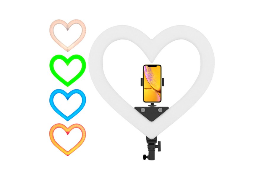 Кольцевая лампа сердце RGB 49 см