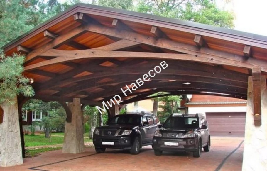 Навес для машины из дерева