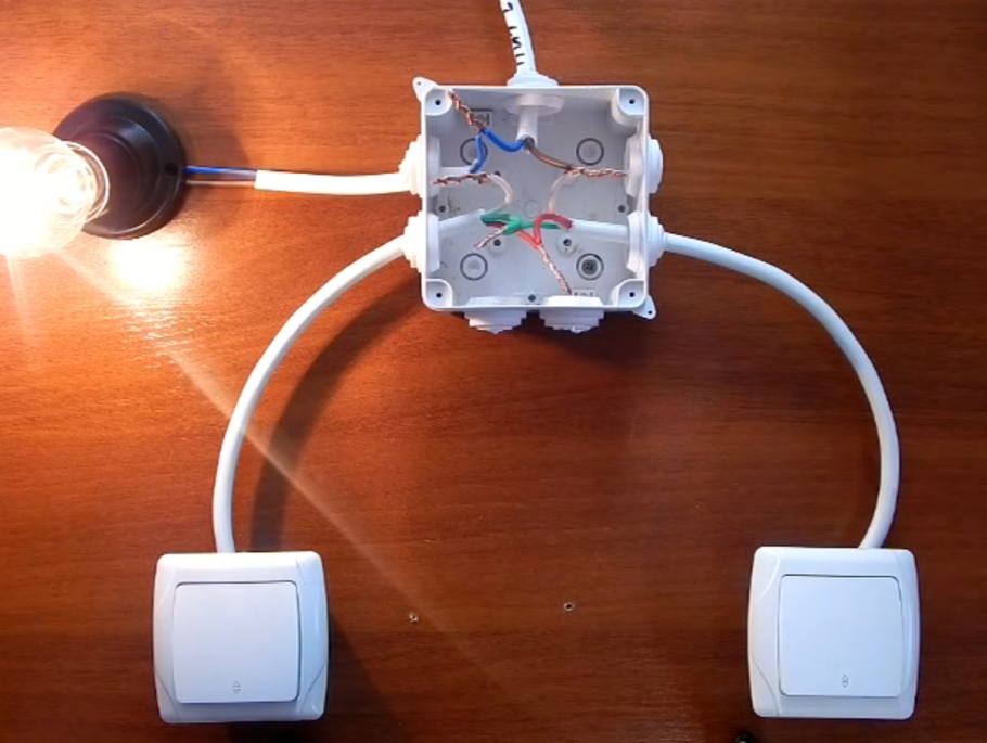 Распайка проходного одноклавишного выключателя