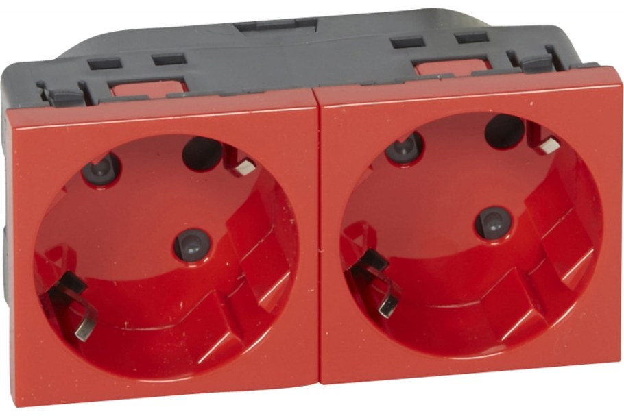 Mosaic розетка с заземлением красная 077218 Legrand