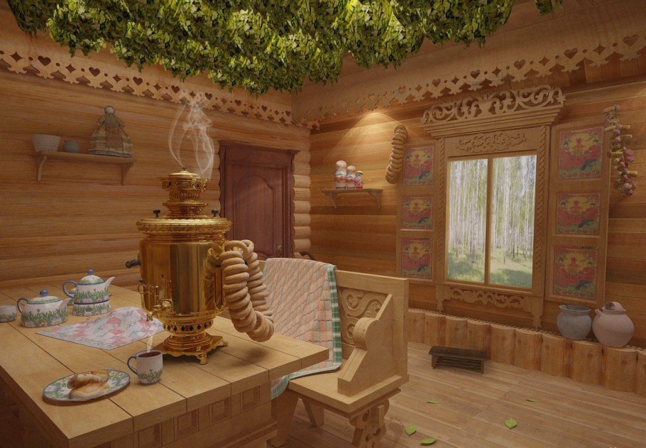 Интерьер деревянной бани