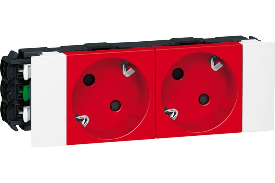 Legrand Mosaic розетка красная 2к+з