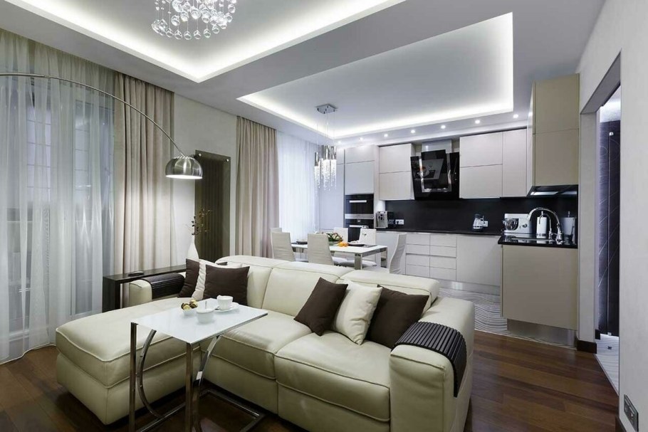 Кухня с гостинной 20кв м интерьер