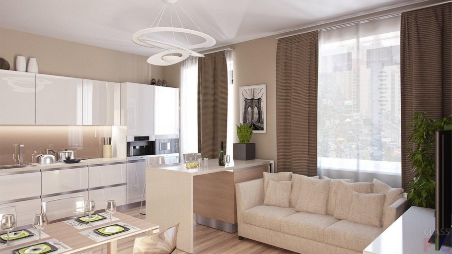 Евродвушка кухня-гостиная