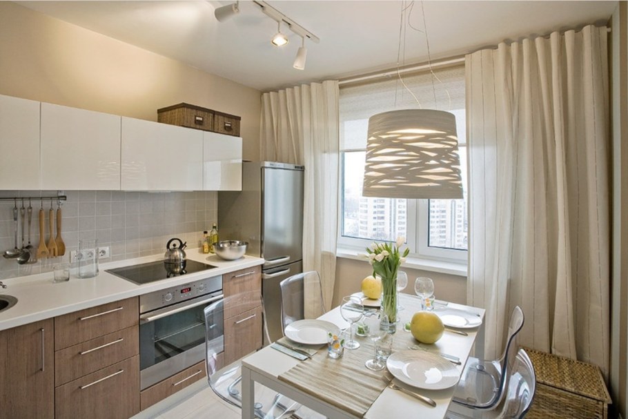 Шторы для бежевой кухни