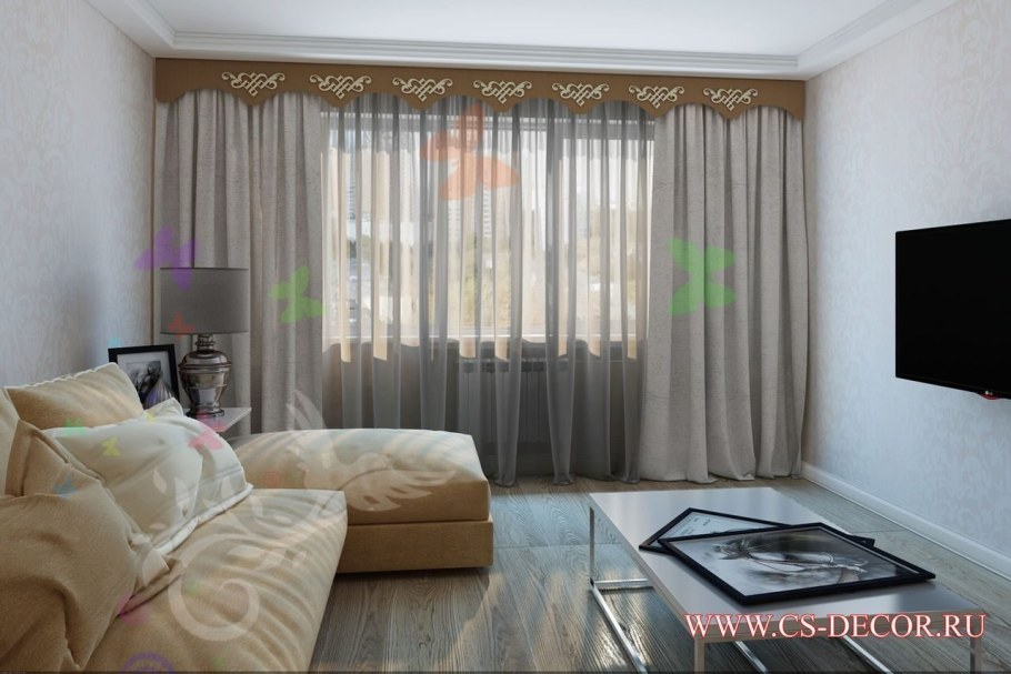 Шторы для потолочного карниза в гостиную