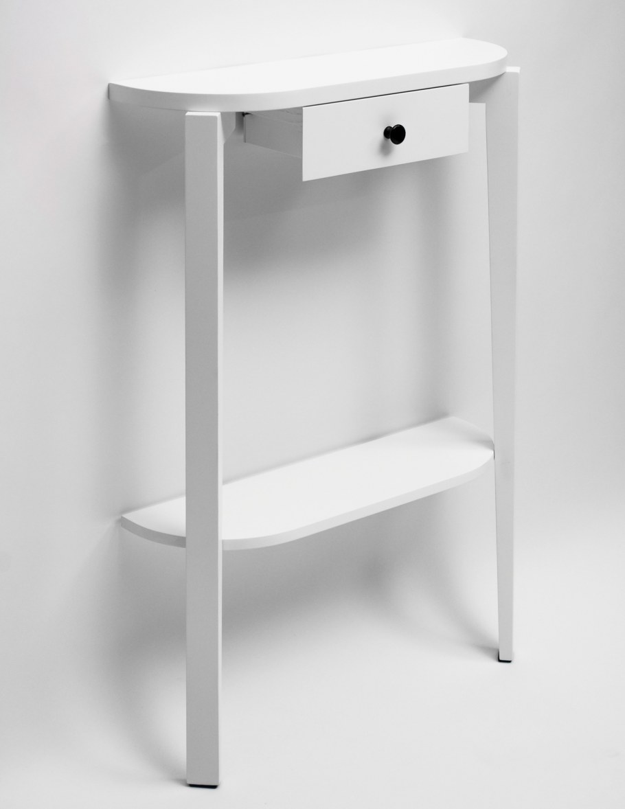 Консоль белая пристенная с ящиком и полкой Axis