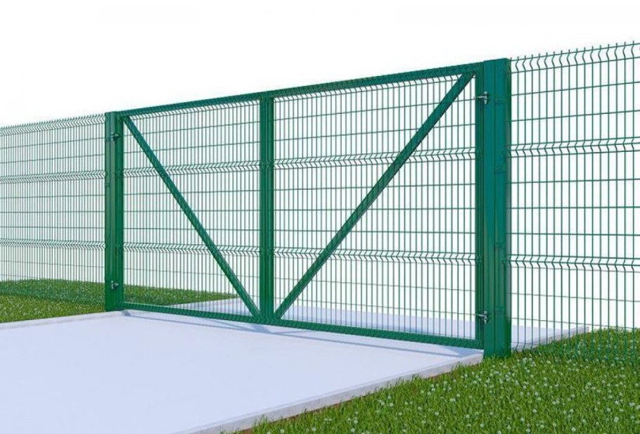 Ворота со сварной сеткой 3d h 1,5м l 3,0м RAL 6005