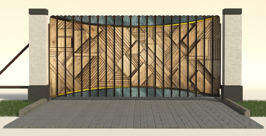 Ворота штакетник с 3д