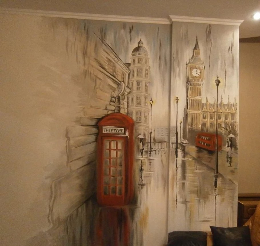 Роспись стен в стиле город-