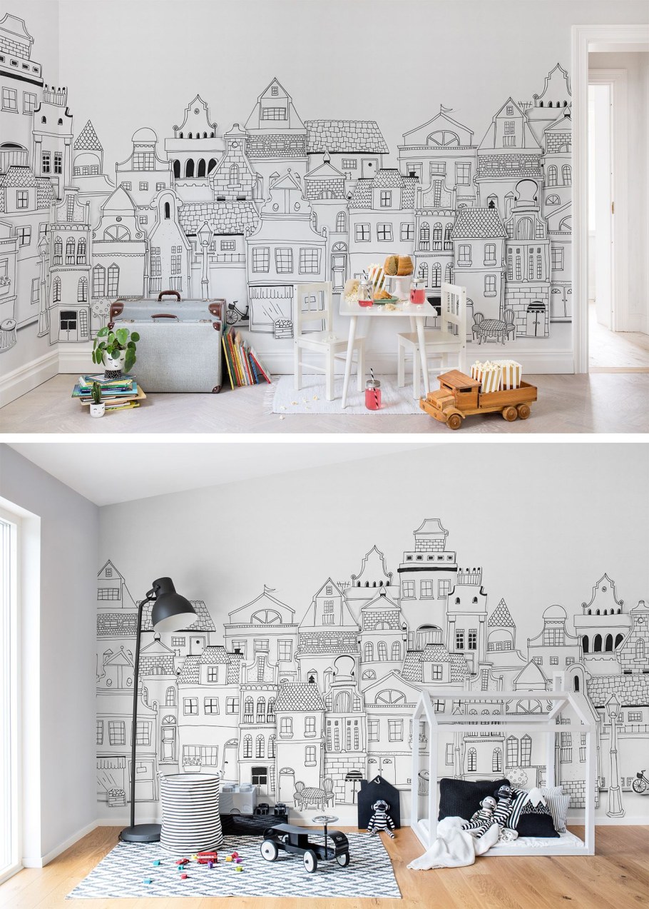 Нарисовать город на стене