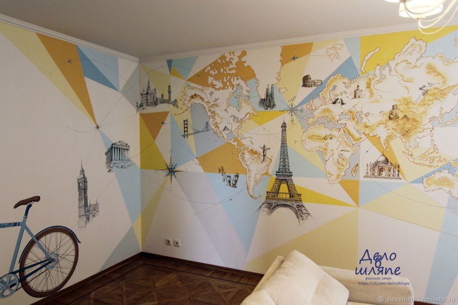 Роспись стен в интерьере школы