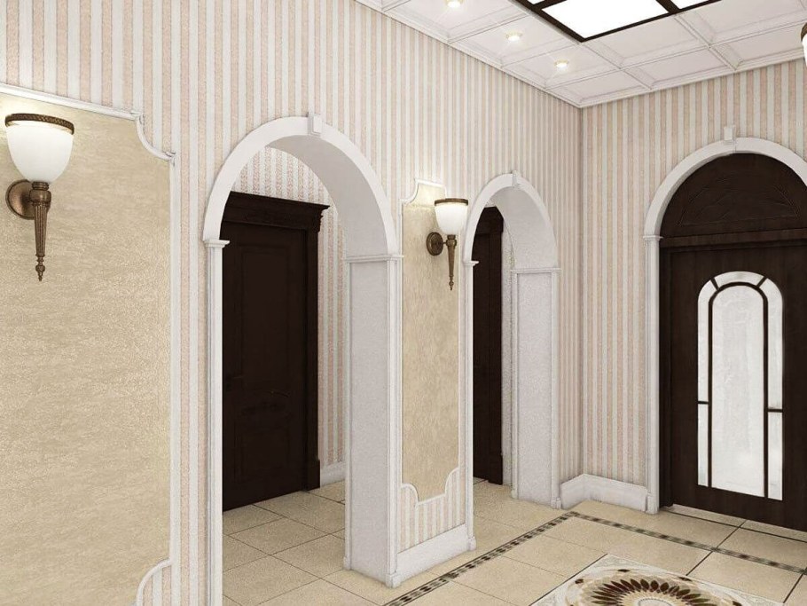 Лепнина в коридоре на стене