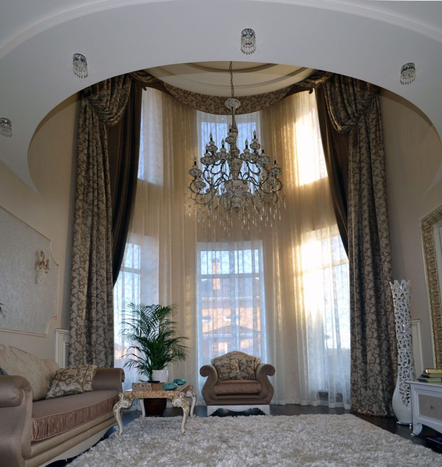 Гардины на высокие окна