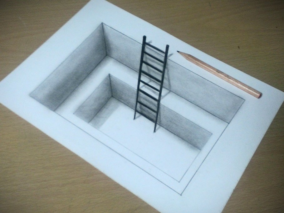 Иллюзия лестницы на бумаге