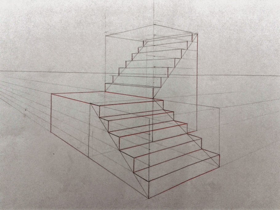 Линейная перспектива лестница вид спереди
