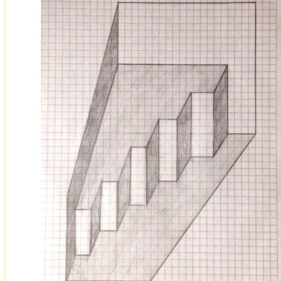 Иллюзия на бумаге в клетку