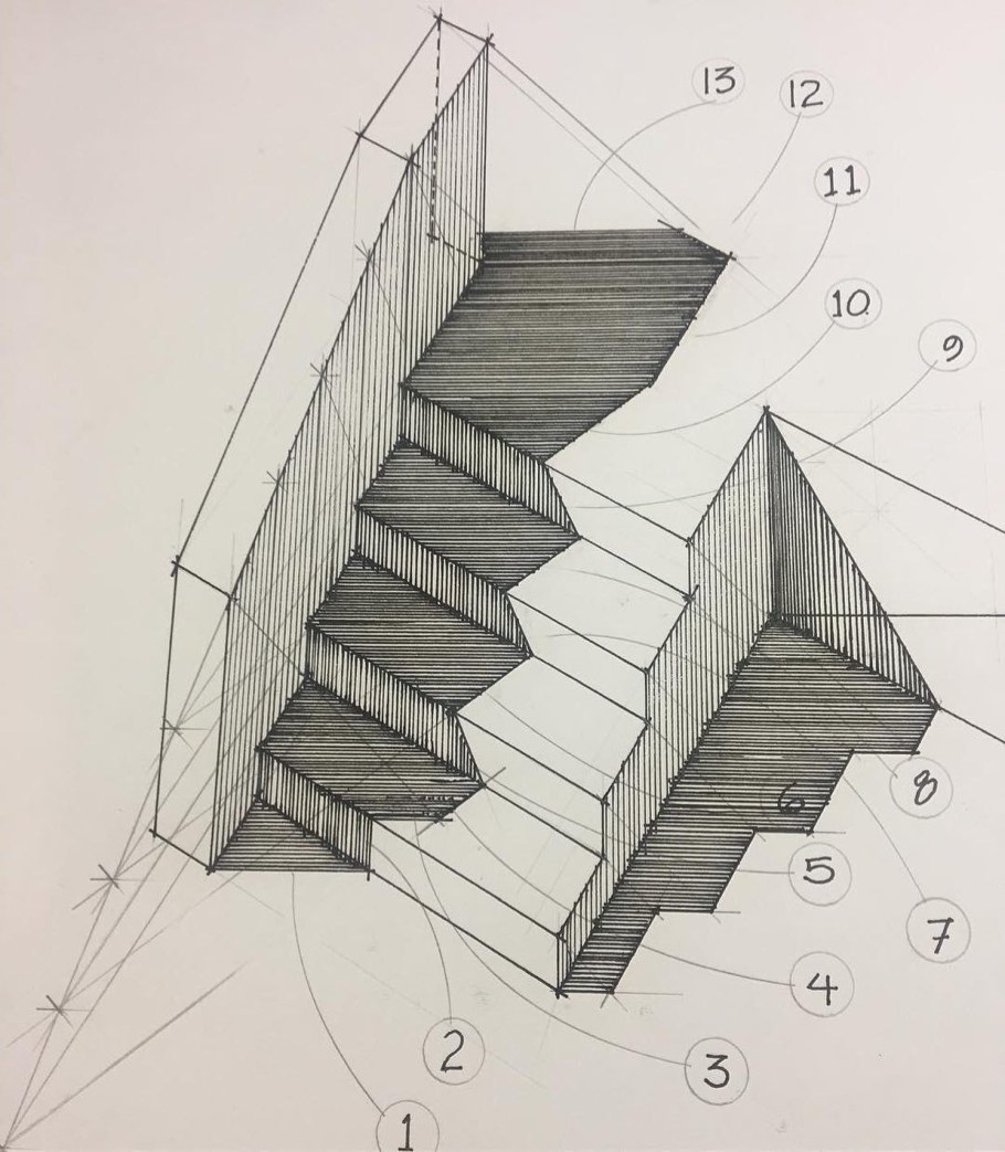 Перспектива лестницы Начертательная геометрия