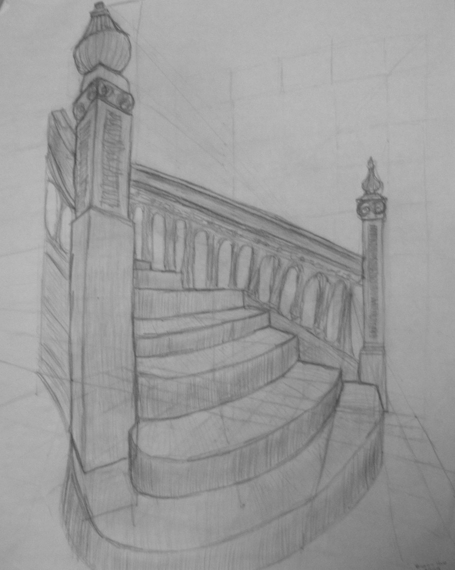 Лестница карандашом