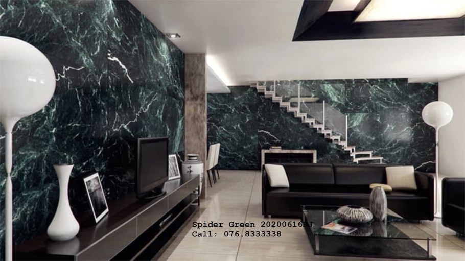 Черный мрамор в интерьере гостиной