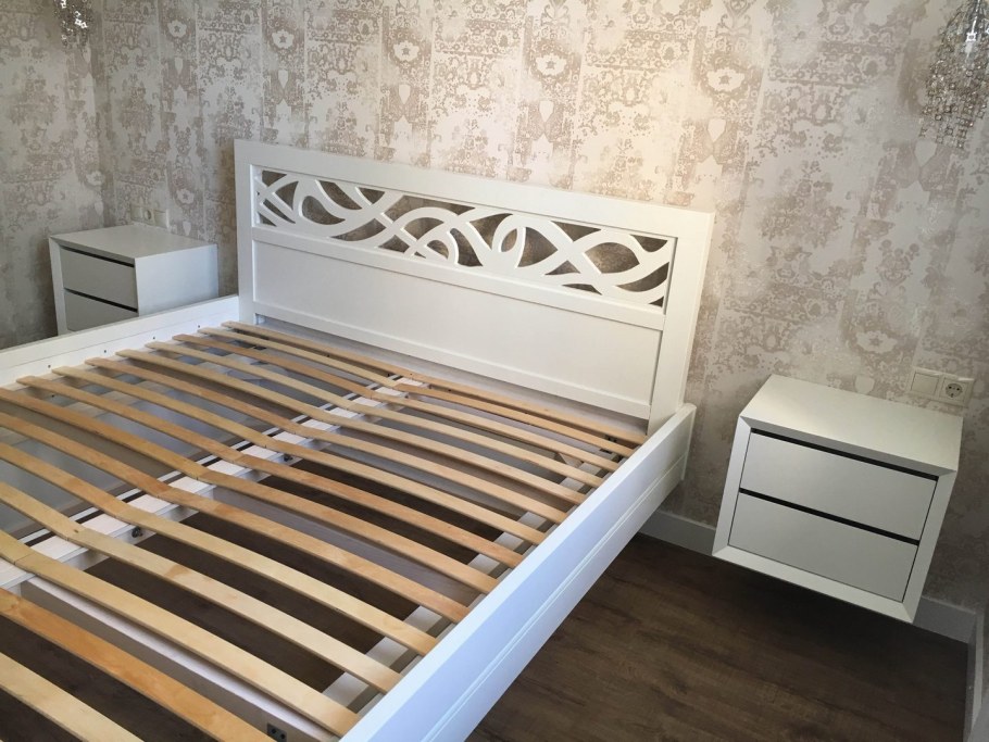 Кровать белая modo d311 с фрезеровкой
