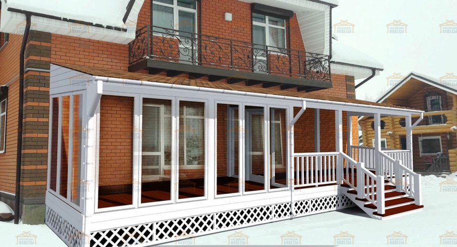 Застекленная деревянная веранда