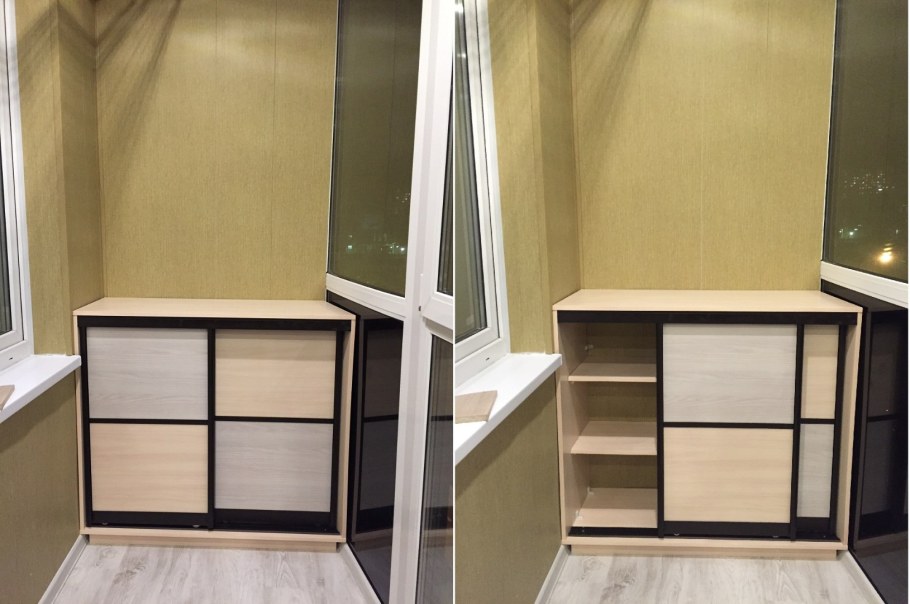 Тумба с раздвижными дверцами на балкон