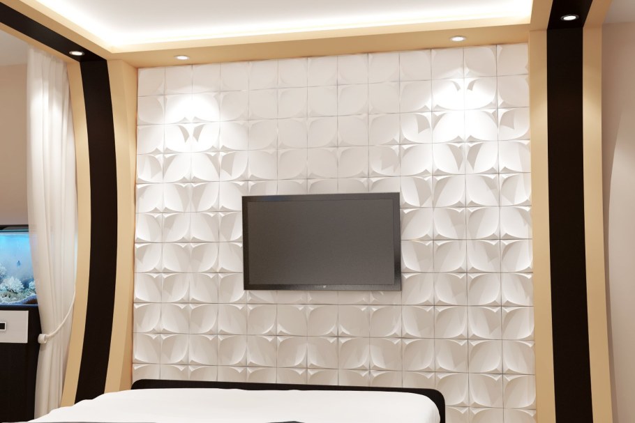 Стена из гипсовых панелей с телевизором