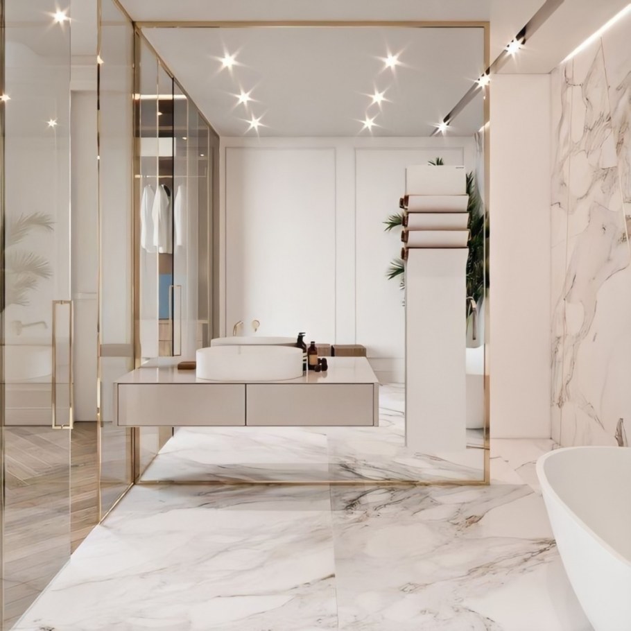 Пол под мрамор в ванной